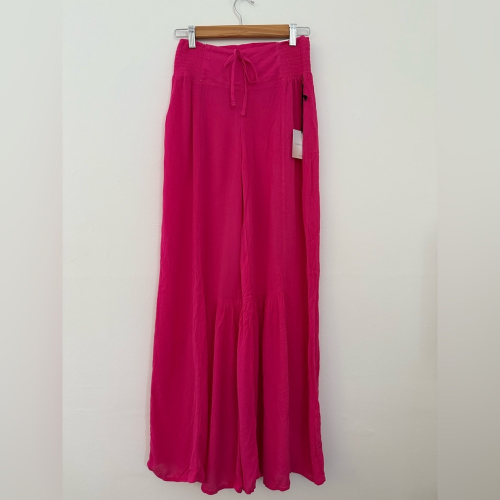 Happily Grey Hot Pink Wide Leg Tiered Pull On Pants Size Small